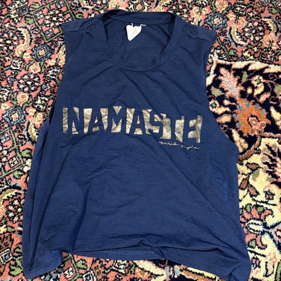 Spiritual Gangster Blue Tank Top with Gold Print - Picture 1 of 1